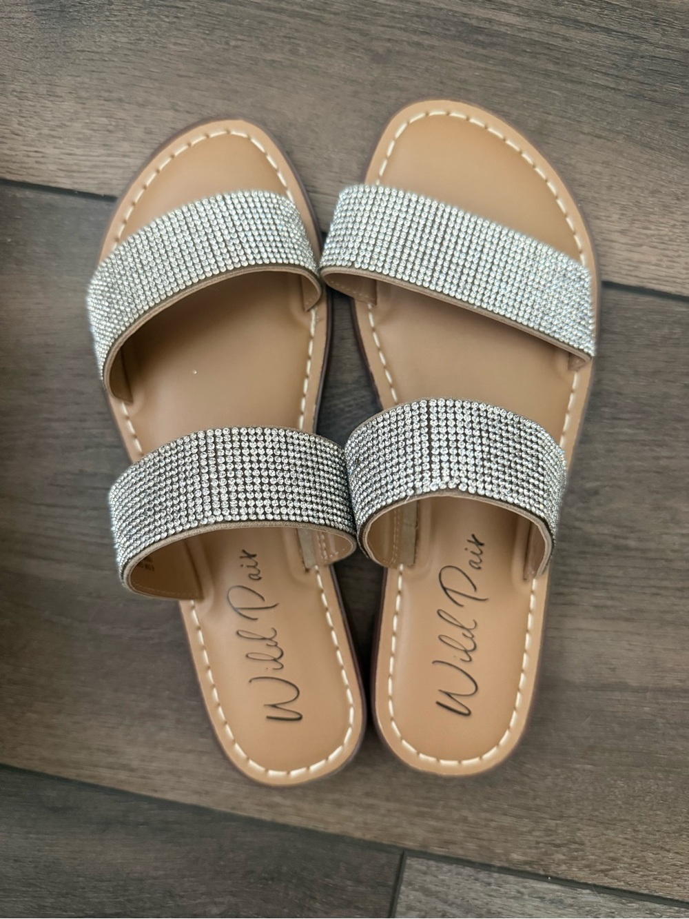 Wild Pair Sandals with Silver Rhinestone Straps
